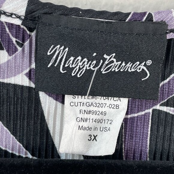 Maggie Barnes Womens Plus 3X Black Purple Abstract Pattern Blouse Top Blouse - Picture 3 of 12